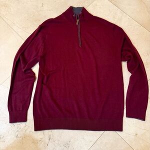 Raffi Men's Zip Up Sweater in Rich Burgundy